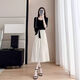 Aemape High-End-Schwarz-Spleißkleid für Frauen 2025 Sommer Neue Mode-Taille und schlanker gefälschter zweiteiliger A-Line-Rock Schwarz S [Empfohlen 90-100 Jin [Jin gleich 0,5 kg]]