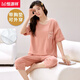 
Hengyuanxiang pajamas with chest pad for women in summer pure cotton short-sleeved cropped pants for outerwear full-cotton summer women's home clothes seven-point chest pad: 679 Barbie Bear M women