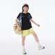 Onmygame college style children's quick-drying sunscreen T-shirt cool summer new style dark night black top + claw yellow pants 150 cm
