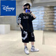 迪士尼（Disney）男童套装2025夏季新款网红套装一整套儿童t恤中大童男孩两件套潮 黑色短袖[SO套装]#687 170 适合身高160左右