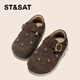 Saturday Children's Shoes Children's Birkenstock Shoes 2025 Autumn New Girls Single Shoes Soft Sole Retro Fashion Boys Casual Small Leather Shoes Mocha Brown 31 Shoe Inner Length 19.6cm/Suitable for Foot Length 18.8cm