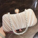 Yingtang Daisy Celebrity Dinner Clutch Women's Banquet Small Bag with Evening Dress Handbag Champagne Color + Pearl Short Chain