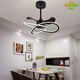 XMSJ Schlafzimmer Light 2025 Pop Light Luxusstil mit Lüfterlüfter Leichtes Hauptschlafzimmer Essdecke Lüfter Leichter Haushaltshalter 1W 9227 Schwarz 60 cm-Voice (kein Networking erforderlich + Fernbedienung