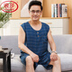 Langsha Baumwollseide Kurzschläfe Herren-Pyjama Sommer mittleren Alters und älterer Vater dünne Baumwollmodal-Eis Silk Home Anzug Set 2694 4xl Empfohlenes Gewicht 190-210jin [Jin entspricht 0,5 kg]