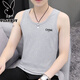 Playboy (Playboy) Herrenweste für Sommer Neue trendige Sport- und Fitnessweste schlanker Anpassungen in ärztem T-Shirt Ice Seidenbasis Sweatshirt 2-teilige China White + China Black Collection und Kauf M XL Empfohlen 165-180c110-125jin [Jin gleich 0,5 kg]