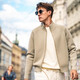 Mr. Bu Stand Collar Doppel Reißverschluss Wolle Strickjacke 2025 Herbst Raglan Sleeve Doppelpockt Jacket Männer Clearance Bronze Grün L (175)