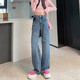 Retro Loose Wide-Bein-Jeans für Frauen 2025 Frühlings- und Sommer-Taschenschattenfarbe High-End-Casual Haos Nr. 9903 Nostalgic Blue Regular M (Empfohlen 95-110jin [Jin ist gleich 0,5 kg])