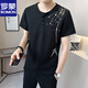 Romon New Chinese Style V-neck Short-sleeved T-shirt for men's summer linen 2025 new breathable bamboo half-sleeved men's T-shirt 9856 khaki XL (about 120~140 Jin [Jin equals 0.5 kg] can be worn)