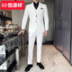 Hengyuanxiang men's lapel collar two-button suit three-piece handsome groom wedding dress host stage performance suit black XL 52