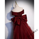 Zhenji burgundy fishtail evening dress female bel canto solo vocal art test toast annual meeting host one-shoulder light wedding dress burgundy M