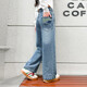 Hölzerne Holzhaus Mädchen Hosen Kinder Casual Hosen Jeans Spring- und Herbstkleidung mittelgroß und große Kinder lose geradlinige Weitbeinhosen Blau 130