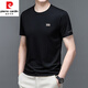 Pierre Cardin Herren Mulberry Seidenrunde Hals kurzärmeliges T-Shirt 2025 Sommerminderfarb halbärmelig oberen oberen losen trendigen Sweatshirt-T-Shirt 13807 Schwarz XL 115/52
