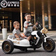 Bedron children's electric motorcycle Baga car double can sit baby toy car boys and girls birthday gift charging three-wheel black 12v9A hand-twisted throttle leather seat soft wheel foot brake