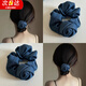 Orange, rose, flower, large intestine hair tie, women's ball headband, feminine temperament, high-end hairband on the back of the head, versatile dark blue flower hairband F216