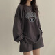 S.SOFEA长袖短裤套装女加大码棉夏季休闲运动服字母潮牌外穿春秋 15828套装 粉红色 M