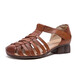 
Locking Pure Cowhide Summer New Roman Sandals for Women's Retro Literary Style Baotou Thick Heel Genuine Leather Mary Zhen Outing Sandals 1278 Beige 35