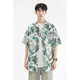Kurashi Ichiki 2025 summer loose and comfortable ice silk cool short-sleeved shirt men's Hawaiian beach flower shirt jacket 6629 Madagascar black L
