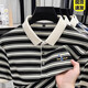 Playboy (PLAYBOY) 2025 new summer ice silk men's short-sleeved T-shirt lapel middle-aged men's casual half-sleeved top striped POLO shirt AEPPEM/1342 gray M 165