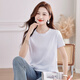 QLHX same style for women's summer pure cotton short-sleeved slim shirt in the mall. WL6623 black [print] official flagship store M