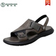 Woodpecker Head Couche Sandales Cows Sandals Men 2025 Été Nouveau British et coréen Version Outdoor Casual Outdoor Beach Shoes Men's Sandals AM9923 Black 38