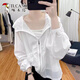 Woodpecker Korean version of hooded thin sun protection jacket for women with small 2025 summer new trendy and versatile breathable sun protection clothing Blue S [recommended 80-100Jin [Jin equals 0.5 kg]]