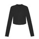 Woodpecker small high collar long-sleeved T-shirt for women autumn new navel-baring short slim fit cotton bottoming shirt top black 2XL