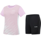 Camel sports short-sleeved T-shirt for women badminton suit quick-drying sun protection and breathable comprehensive training 2-piece set for women Y1S1TF653A5, taro purple, women XL