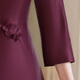 Paste Xi's mother-in-law mid-sleeve satin round neck mother's dress wedding banquet and family dinner dignified and elegant dress purple L