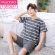 
Modal men's pajamas for men's summer cotton short-sleeved casual boys' home clothes for summer middle-aged thin plus fat plus size set 9930 [H series men's short/sleeved short/trouser suit] 2XL [recommended 150-175 Jin [Jin equals 0.5 kg]]