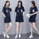 
Pier Cardin summer fat mm casual sports suit short-sleeved women's large size new fashionable shorts loose running suit two-piece set 687 navy blue M Recommended 80-95 Jin [Jin equals 0.5 kg]