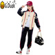 G.duckkids traje para niños chicas traje de otoño 2025 primavera y otoño nueva niña de moda uniforme de béisbol deportivo sudadera de dos piezas BQ1396 negro 110 cm