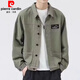 Pierre Cardin Jacket Herren Frühling und Herbst 2025 Neues Hemd Revers Herbst Herren Work Jacket Earth Herbst Jacke Top Upgrade Version K12806 GRAU 4XL Empfohlen 168-190jin [Jin gleich 0,5 kg]