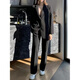 FANAOGE suit suit female college civil servant interview and defense professional wear shoulder pad suit jacket loose formal work clothes black spring and autumn style (suit jacket + white shirt + trousers) three-piece suit with shoulder pads