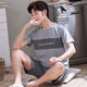 Мужская пижама Mu Fengqing Summer Shorked Shorts Новый подросток хлопок плюс жир плюс размером среднего возраста набор домашней одежды Summer HD9928 [Новый набор] L [Вес 100-125 JIN [JIN равно 0,5 кг]]