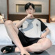 2025新款睡衣男夏季棉质薄款短袖短裤套装青少年休闲家居服可外穿 HDE9934 XL