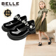 Belle Children's Shoes Exclusive Girls Black Leather Shoes Spring and Autumn Performance Shoes Back to School Student Shoes Princess Shoes Black 32