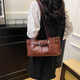Spring and summer retro versatile new shoulder bag fashionable work commuting fashion bag casual versatile niche shoulder red brown