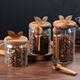 LeCali glass coffee powder sealed jar coffee bean storage jar portable food grade tea storage storage jar with spoon jar high borosilicate glass 800ml-with wooden spoon