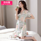 Fenshiman nightgown for women in summer ice silk short-sleeved long pajamas 2025 new summer imitation silk pregnant mother dress 9928 M