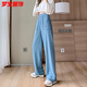 Shisi-Waffelhose für Frauen mit hoher Hüftung mit weitem Bein hoher Taille Herbst und Winter Neue koreanische lose lockere Hose 13556 Pink Normal S Empfohlen 90-100 Jin [Jin entspricht 0,5 kg]