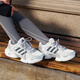 adidas轻松鞋 MEGASTRIDE超轻缓震回弹厚底增高老爹鞋阿迪达斯   晶白/灰色/深灰   41
