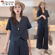 Woodpecker Ramie Set Women's Summer 2025 New Fashionable y reducción de la edad reductora de la edad Camisa de la línea de adelgazamiento Pantalones de piernas anchas dos paquetes Color caliente S [sugerido 95Jin [Jin iguala 0.5 kg]]]