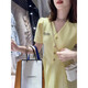 Mujeres 2025 Summer New Style Diseño francés Pequeño Persona que abraza la cintura Slim Princess Vestido D1478 Amarillo XL [120-130Jin [Jin es igual a 0.5 kg]]