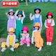 Lingka Qi boys and girls candy colored overalls trousers suit dopamine chorus cheerleading dance performance class uniform SH-002 yellow long overalls 120