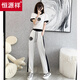 Traje informal informal basado en sal a base de sal para mujeres en verano 2025 Nuevo pequeño y de moda que reduce la edad pantalones anchos de manga corta Traje negro de dos piezas M Recomendado 100 Jin [Jin iguala 0.5 kg]
