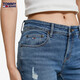
TOMMY JEANS women's fashion ripped flag embroidery piece tight and slim elastic washing jeans DW0DW13784