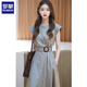 
ROMON (ROMON) frigid and unique gray waist-hugging dress for women 2025 new women's summer light luxury high-end skirt picture color L 111-125