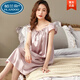 Palando Nightgown For Women the Summer Real Cotton Silk Cotton Silk Silk Pyjamas Thin à manchette à manches intermédiaires Mère d'âge Mère Vente de maison SECTRES SECTIONS VERT DROY