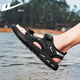 
Huili sandals men's shoes for summer breathable open-toe sandals Roman shoes black outside soft sole casual beach shoes all black 42
