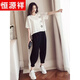 
Hengyuanxiang large-size women's fat m girl harem pants set 2025 summer new style fashionable slimming belly sports and casual two-piece set black <9928> M <suggested 80-100>